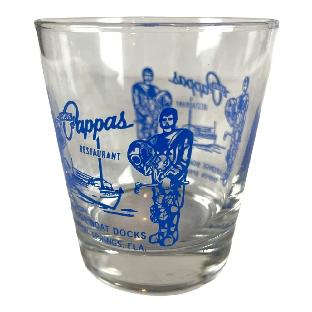 Vintage Louis Pappas Restaurant Sponge Boat Docks Tarpon Springs Florida Glass - Picture 3 of 4